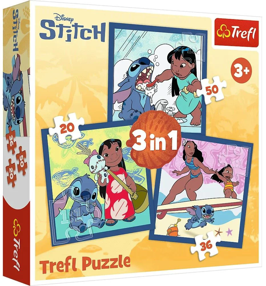 Puzzle Trefl 3 in 1 Time with Lilo&Stitch foto