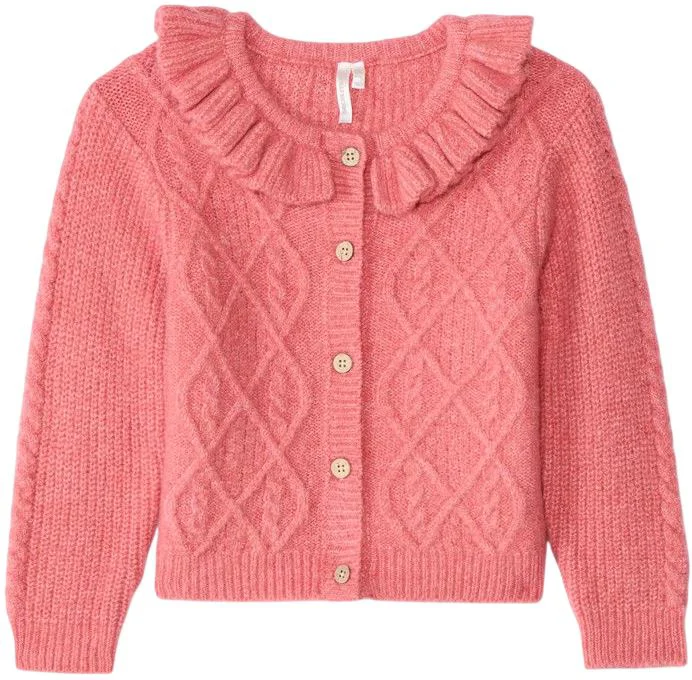 image for Orchestra Cardigan impletit cu guler cu volane Pink foto