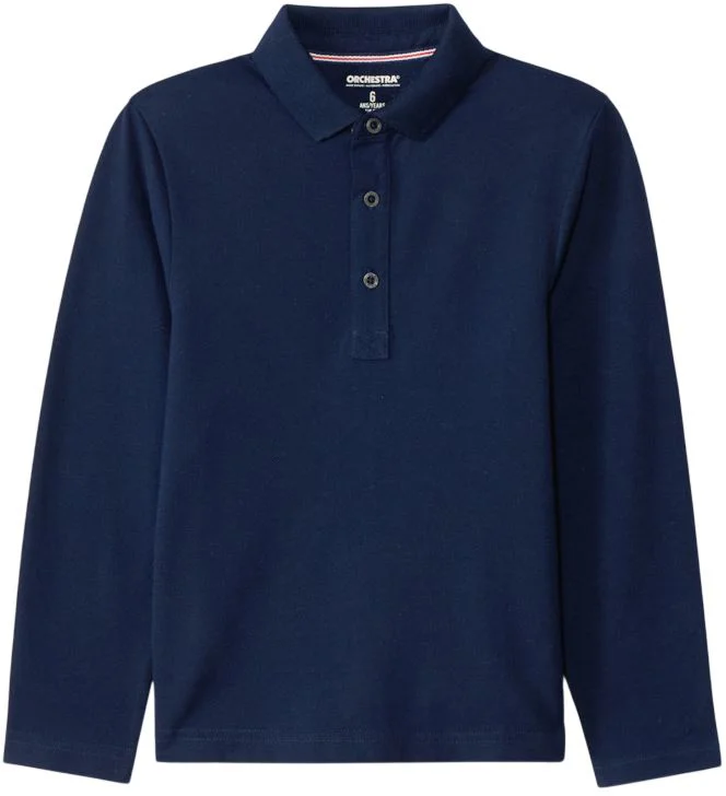 Orchestra Tricou polo din bumbac cu maneca lunga Blue foto