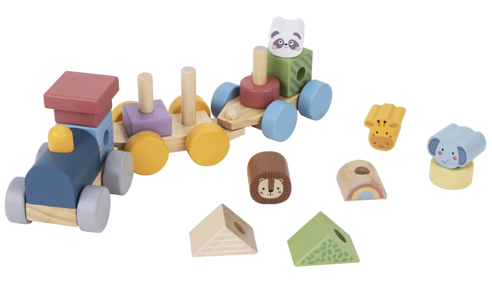image for Деревянный поезд Tooky Toy с животными foto