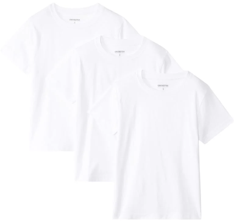 Orchestra Set 3 tricouri din bumbac White Basic foto