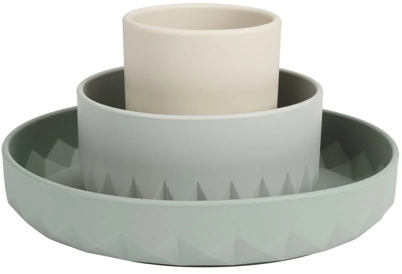 image for Set de vesela din silicon Premaman Origami Green, 3 piese foto