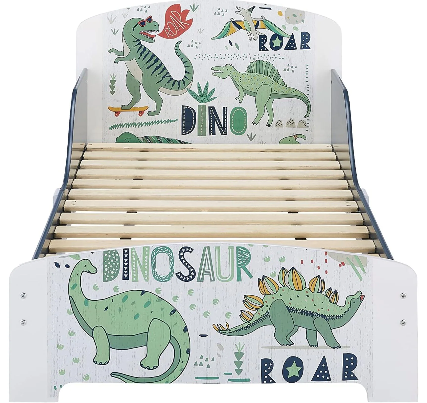 Pat pentru copii U-grow Junior cu protectii laterale, Dinozauri foto