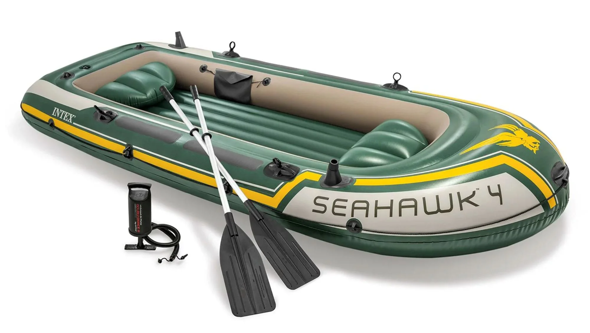 image for Barca gonflabila INTEX Seahawk 4, cu vasle si pompa, 351x145x48 cm, pana la 480 kg foto
