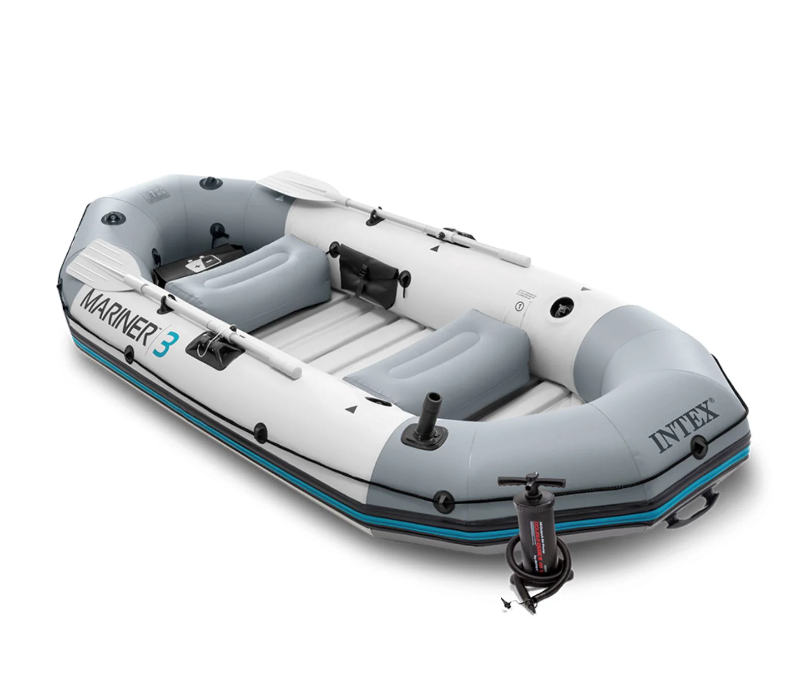 image for Barca gonflabila INTEX Mariner 3, cu vasle si pompa, pana la 400 kg, 297x127x46 cm foto
