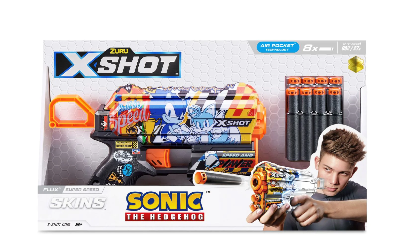 image for Игрушка для детей X-Shot Пистолет Skins Flux, Sonic, 8 снарядов, S1 foto