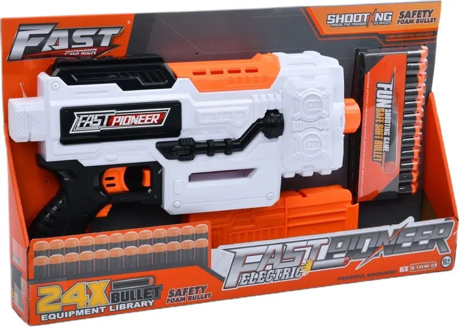 image for Blaster de jucarie electric Fast Pioneer cu gloante din spuma, 24 proiectile foto