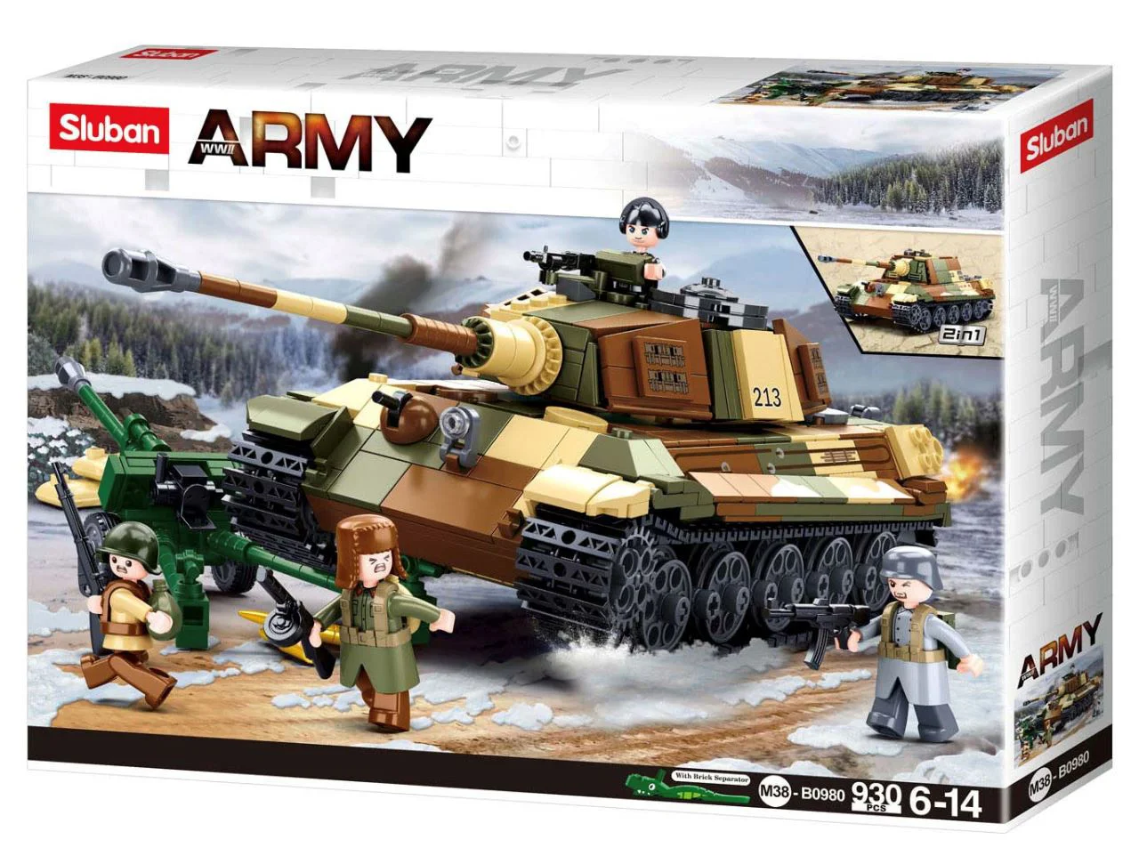 Set de constructie Sluban Tanc 2 in 1, Tigrul Regal, 930 el. foto