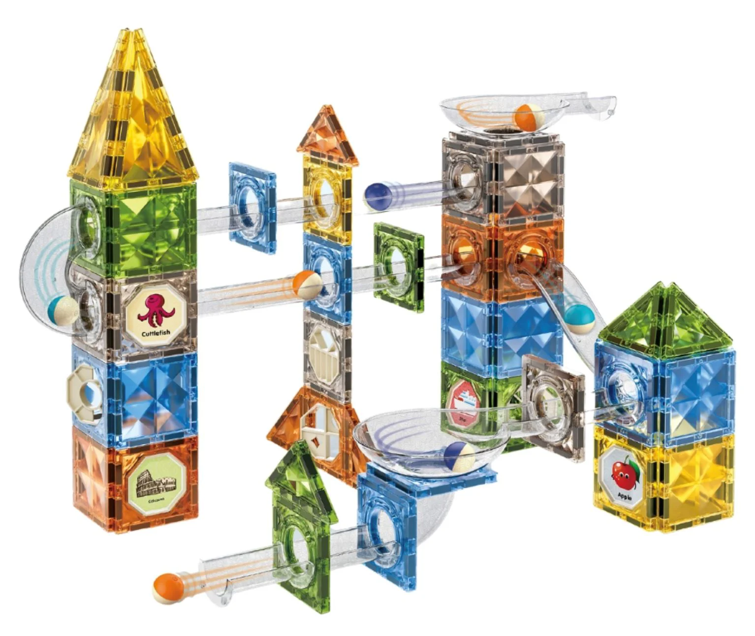 image for Set de constructie magnetic Dige Traseu cu bile, 128 el. foto