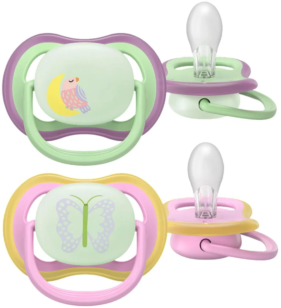 image for Пустышки из силикона Philips Avent Ultra Air Night светящиеся Бабочкa (6-18 мес.), 2 шт. foto