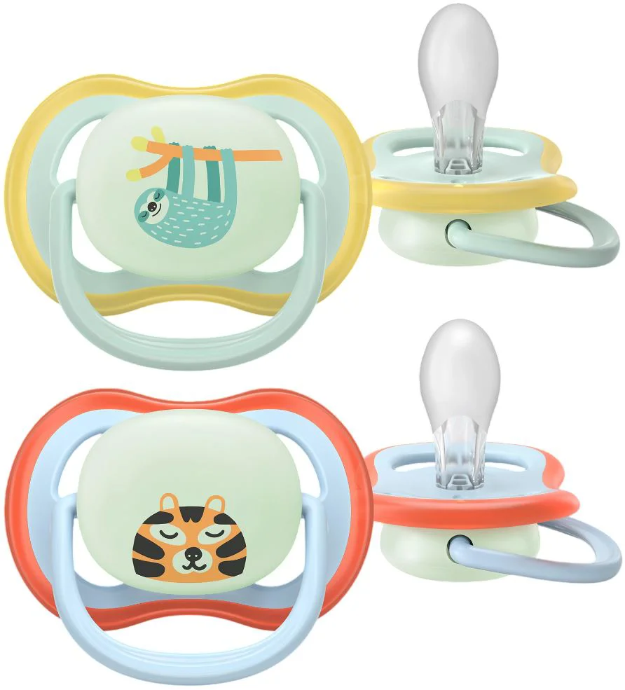image for Suzeta din silicon Philips Avent Ultra Air Night fosforescenta Lenes/Tigru (0-6 luni), 2 buc. foto