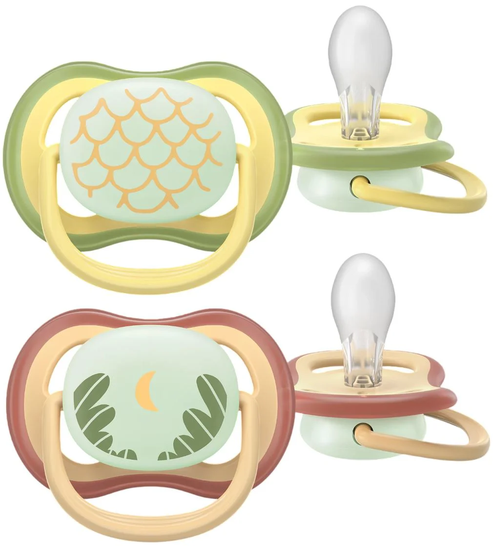 image for Suzeta din silicon Philips Avent Ultra Air Night fosforescenta Luna (0-6 luni), 2 buc. foto