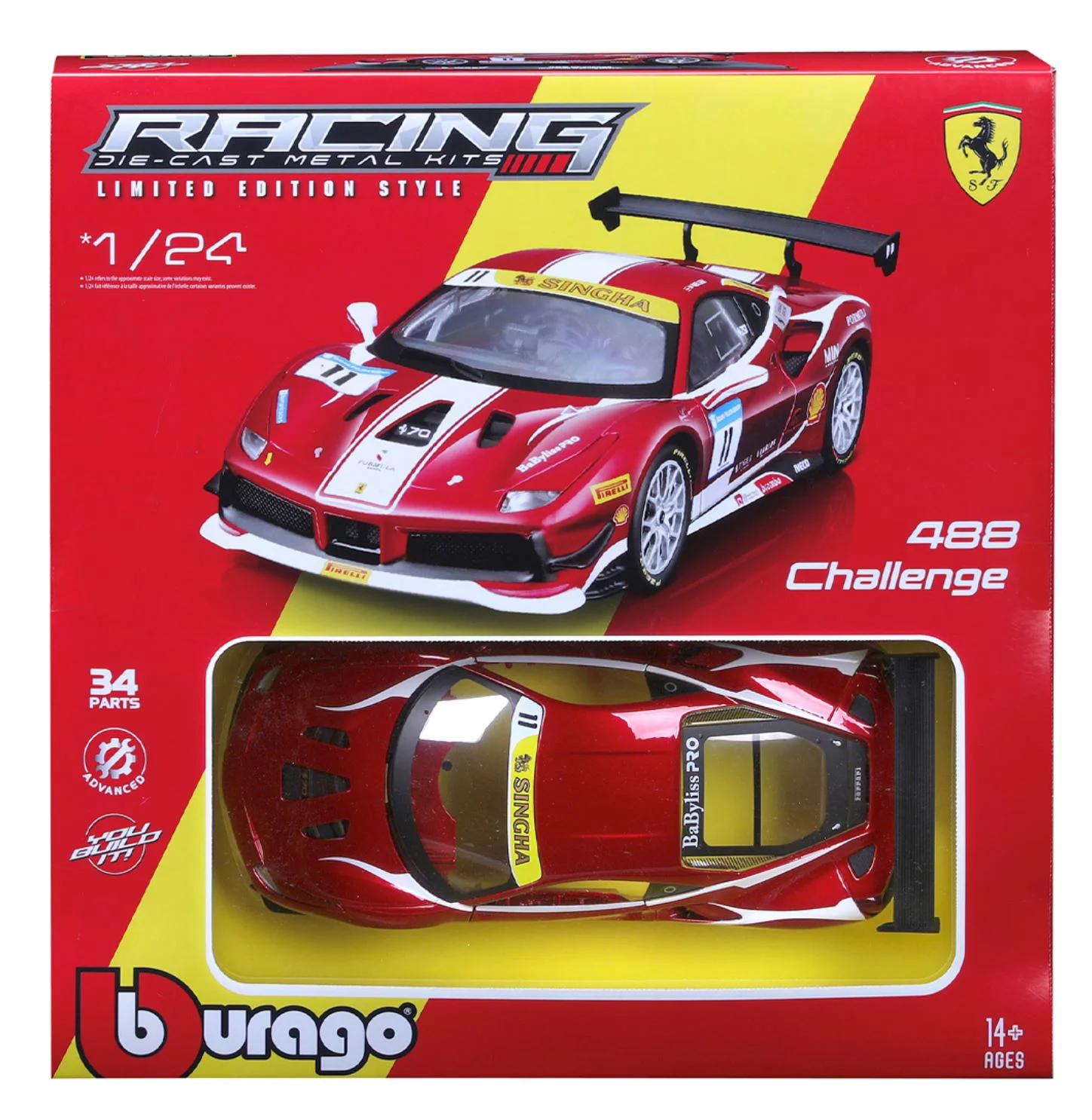 Macheta auto Bburago Ferrari 488 Challenge, 1:24 foto
