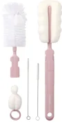 Set de perii pentru biberoane si tetine BabyOno Pink foto