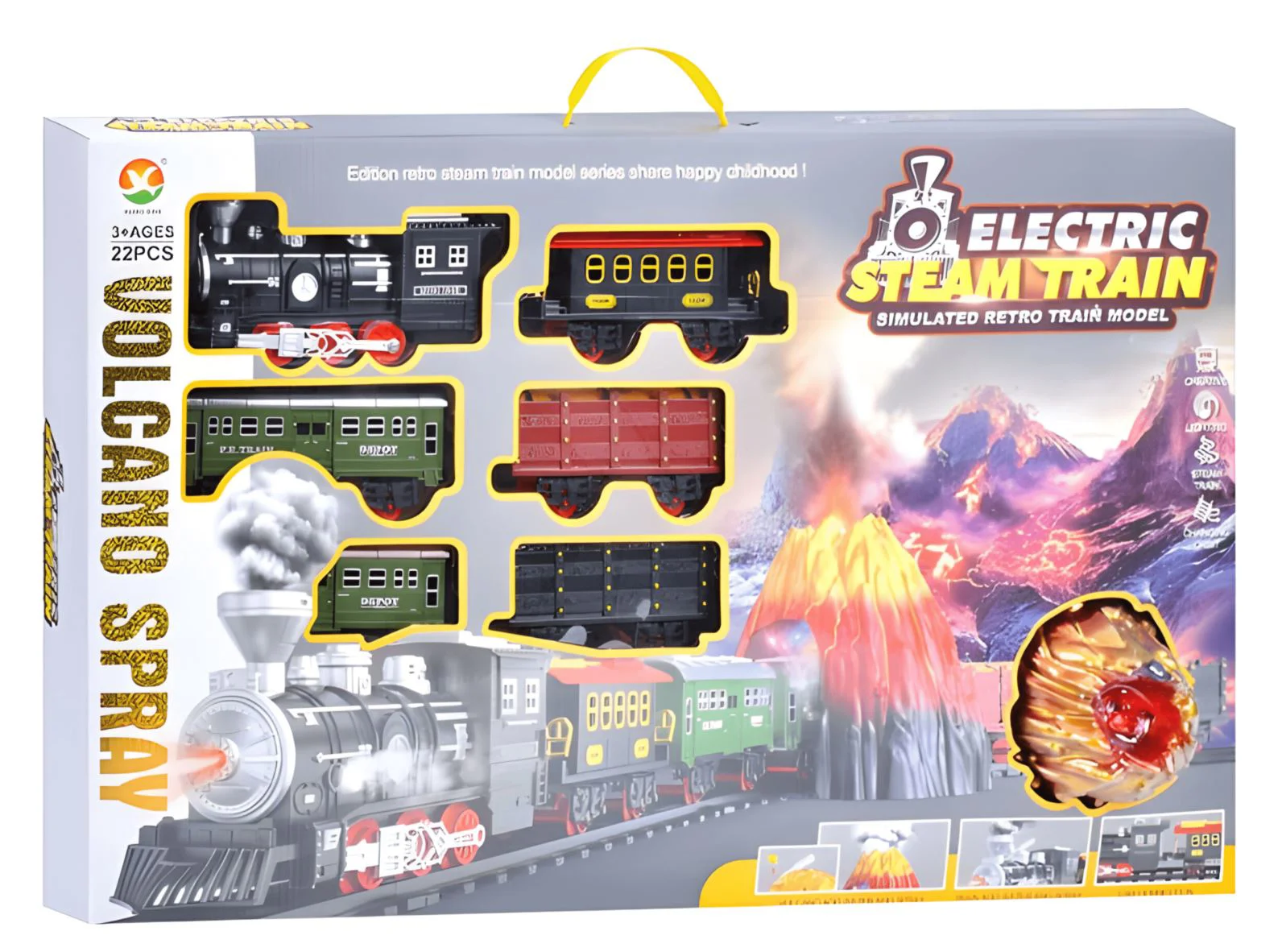 image for Set de joaca Xiong Xian Tren Vulcan cu cale ferata, 5 vagoane, sunete, lumini si efecte foto