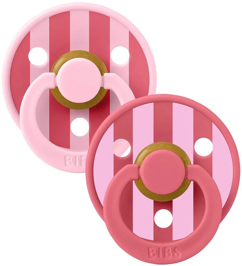 Set 2 suzete rotunde din latex BIBS Studio Colour Baby Pink Coral mix (6-18 luni) foto
