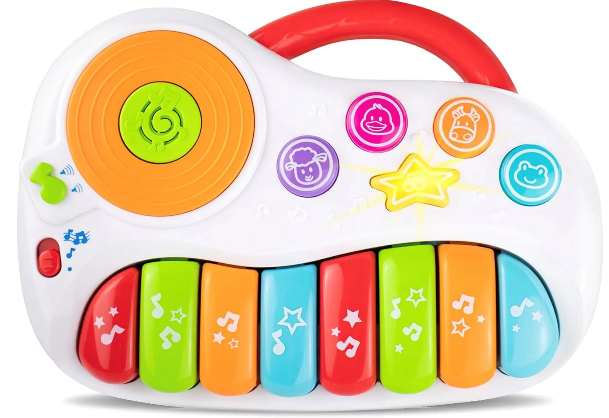 image for Jucarie muzicala Winfun Pian alb cu maner si buton DJ foto
