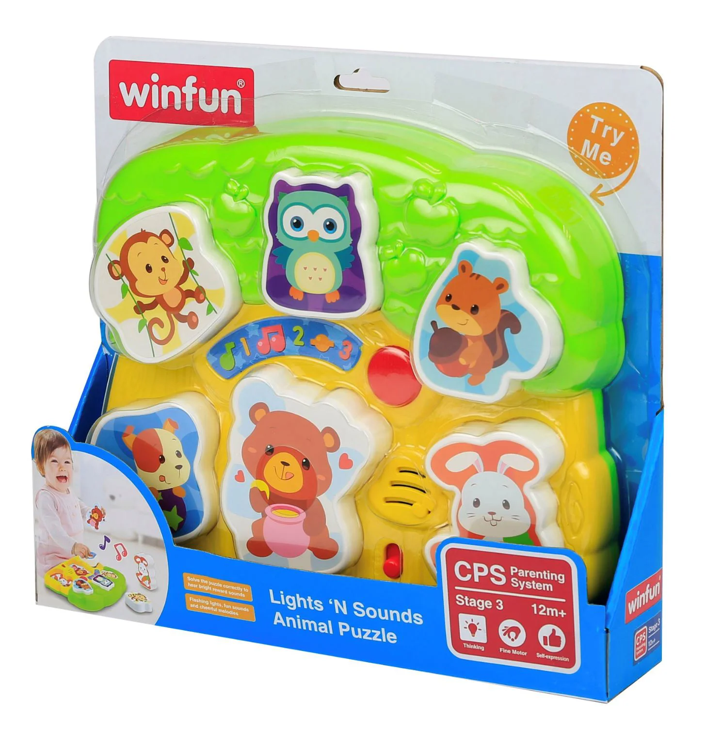 image for Jucarie educativa Winfun Puzzle animale cu sunete si lumini, engleza foto