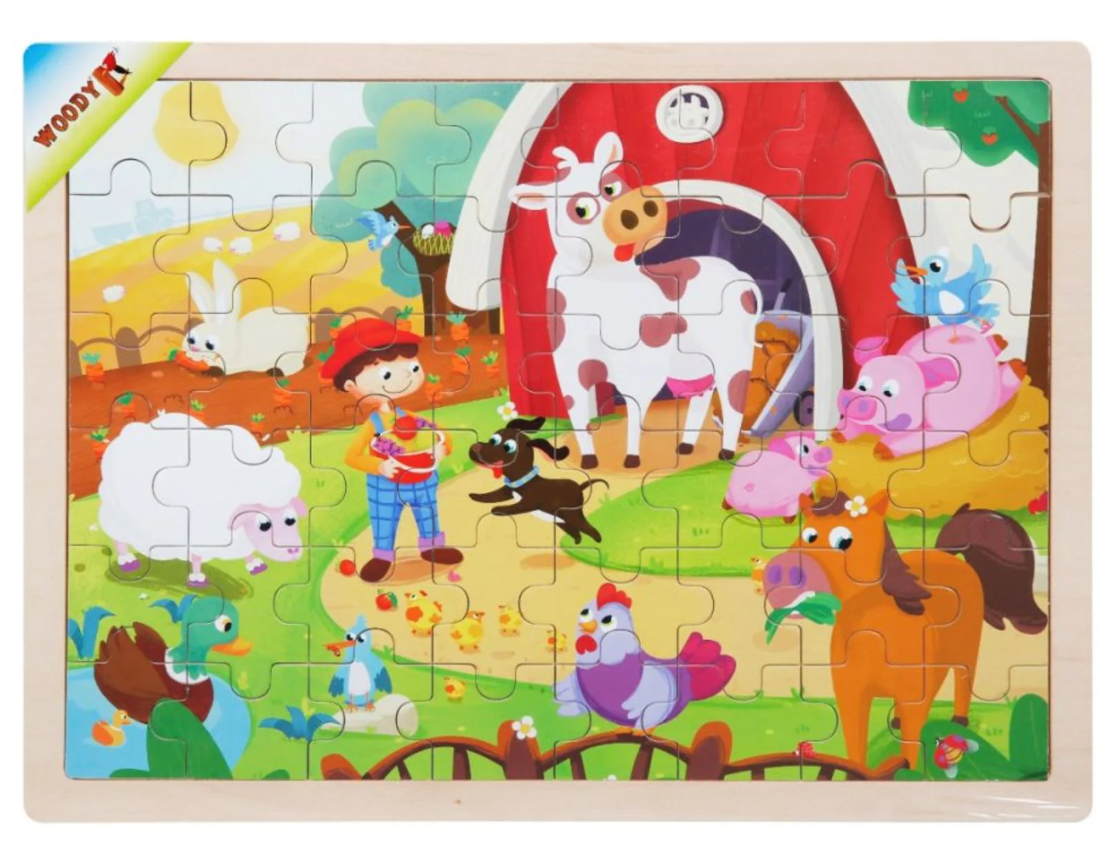 image for Puzzle din lemn Woody Animale de la ferma, 48 el. foto