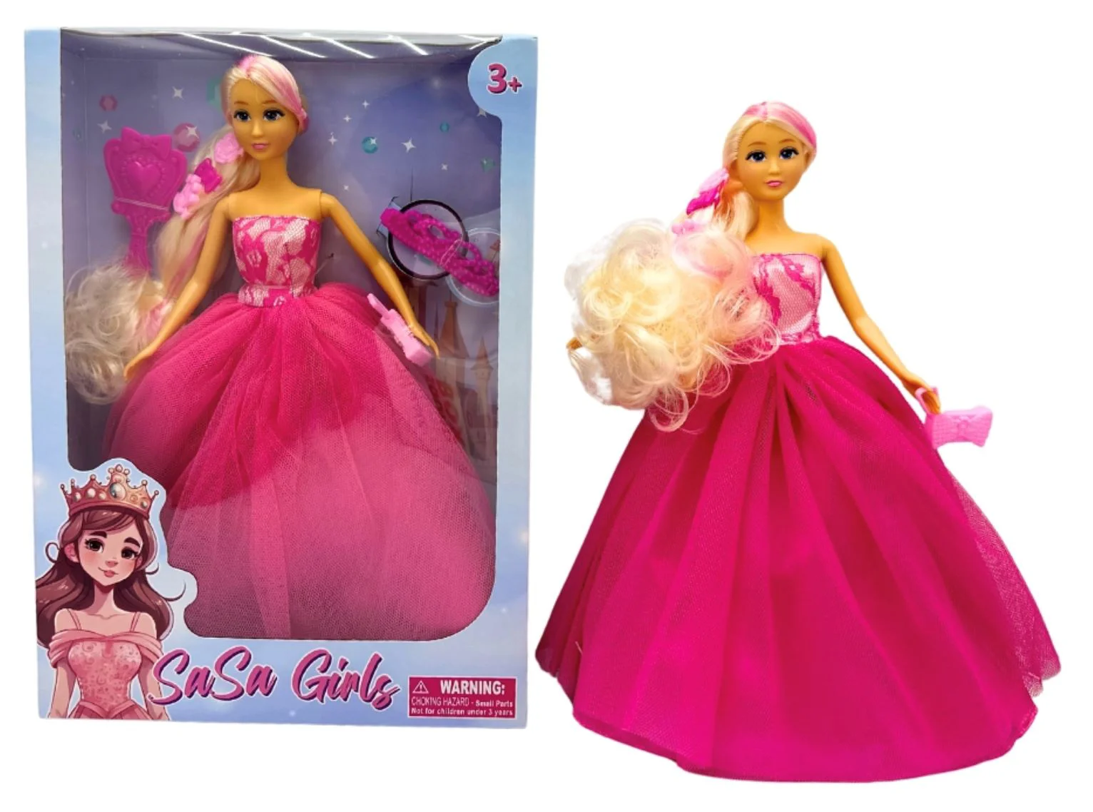 image for Papusa Sasa Girls Printesa cu accesorii, 3 tipuri, 29 cm foto