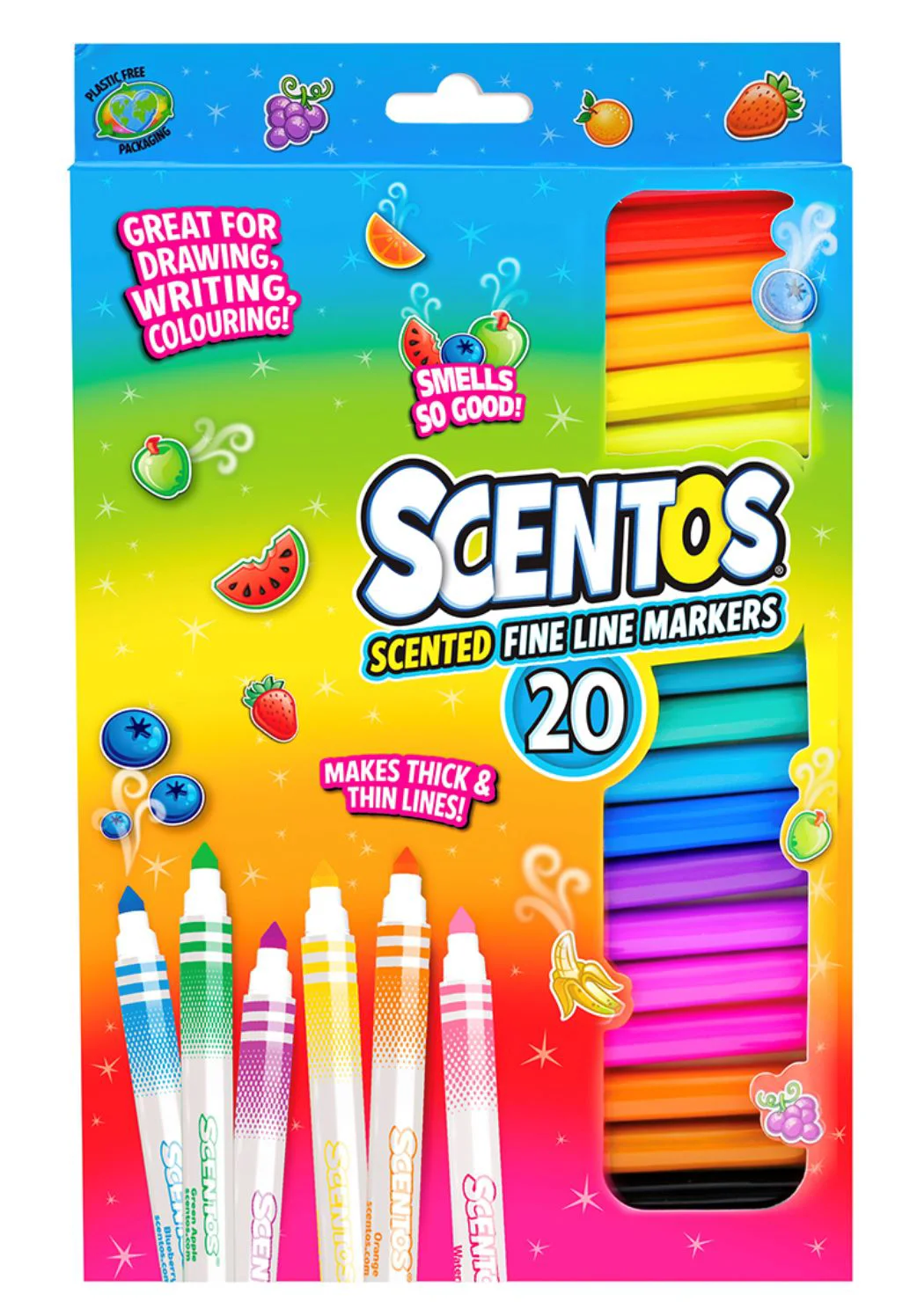 image for Set de creatie Scentos 20 markere colorate cu varf subtire foto