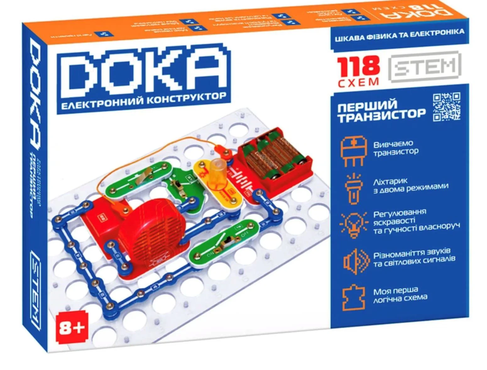 image for Электронный конструктор Doka Первый Транзистор, 118 схем foto