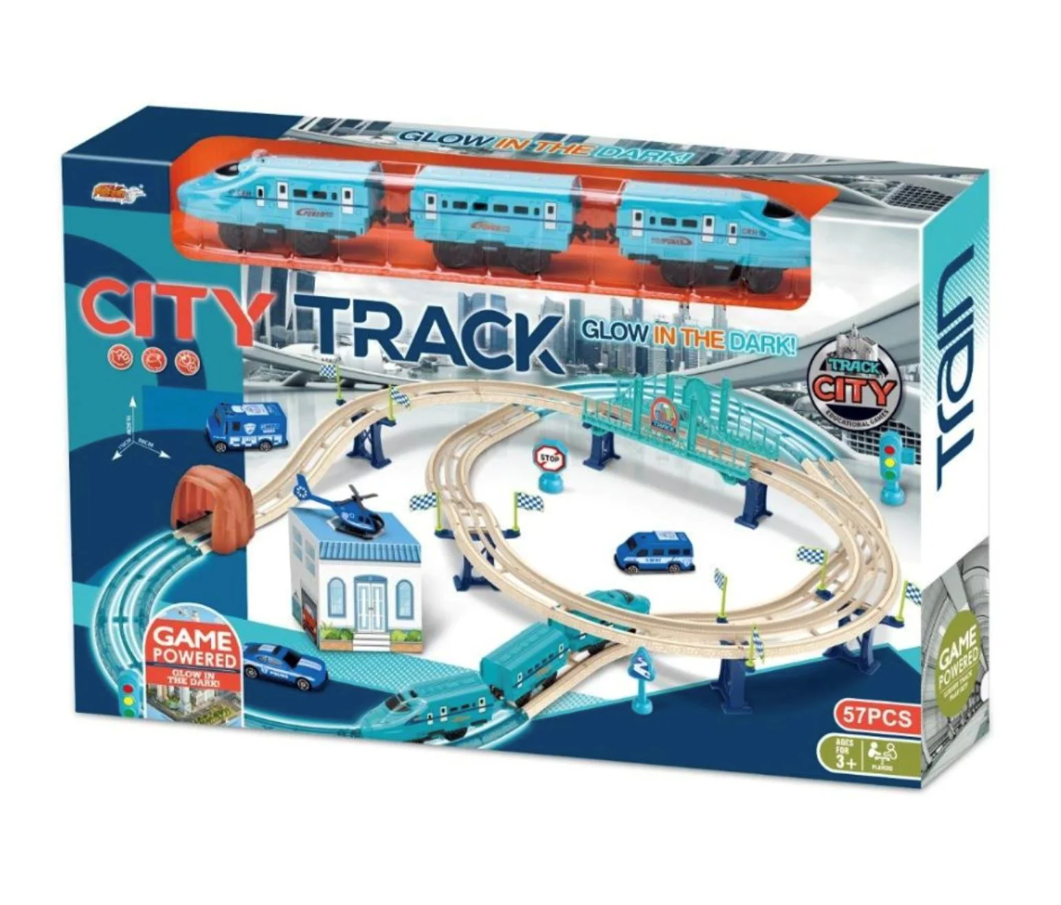 Set de joaca Cale ferata cu tren electric, elemente fosforescente foto