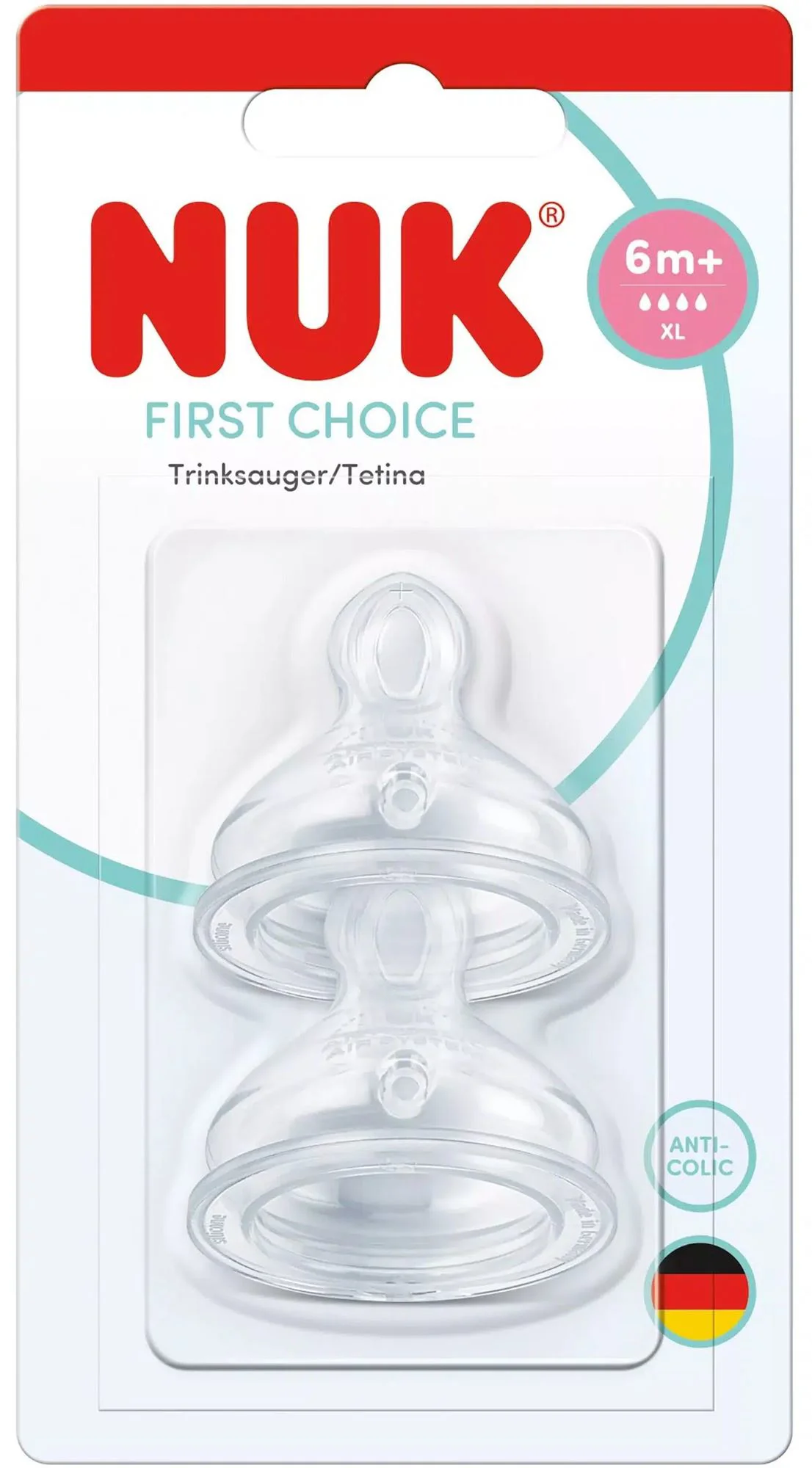 image for Силиконовая соска NUK First Choice, быстрый поток XL (6+ мес.), 2 шт. foto