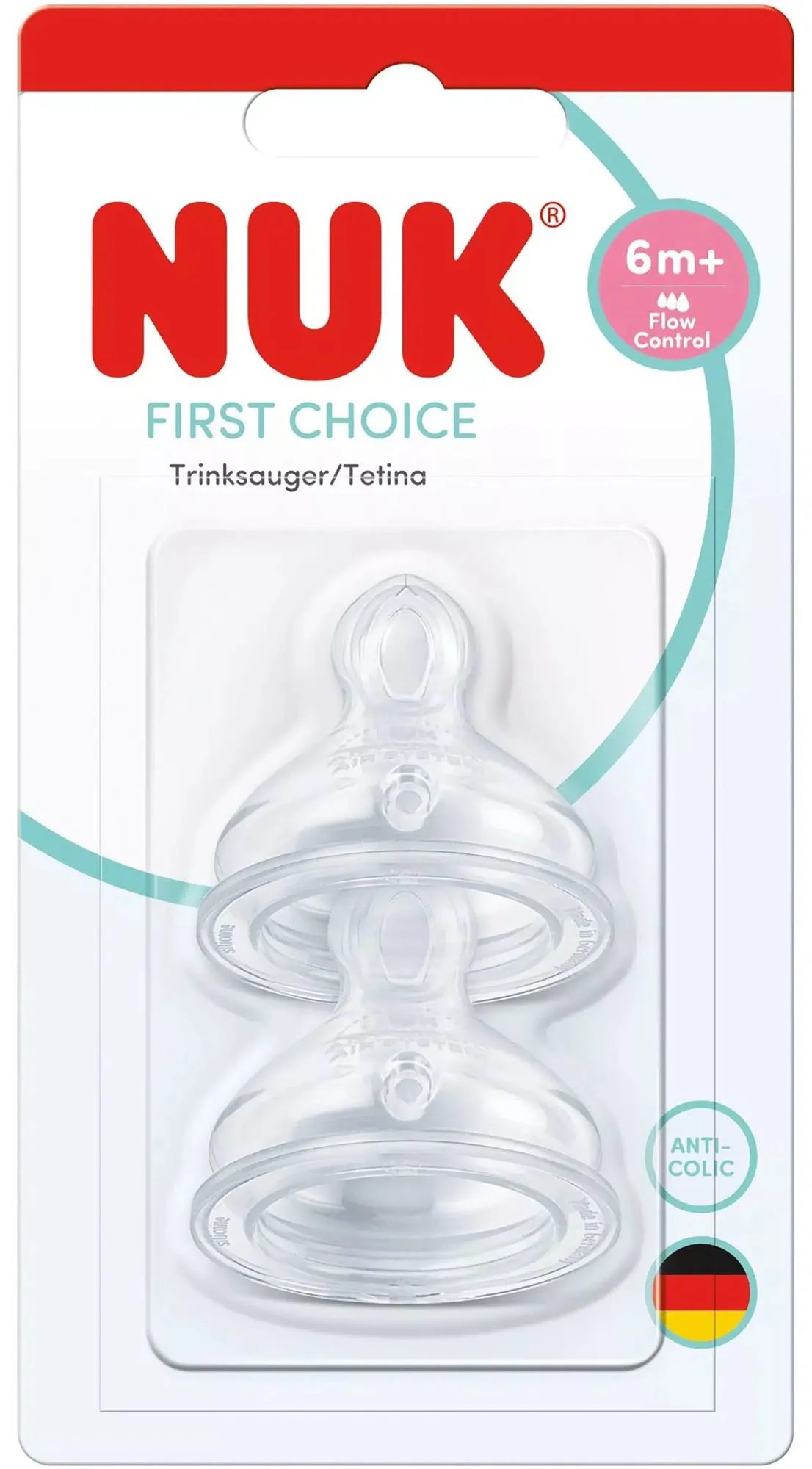 image for Силиконовая соска NUK First Choice, быстрый поток (6+ мес.), 2 шт. foto
