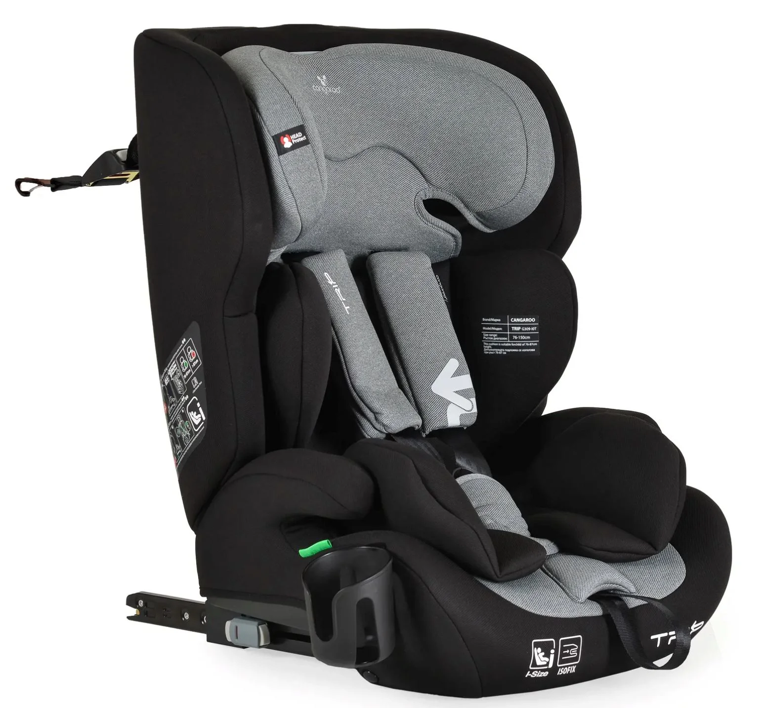 Scaun auto Moni Isofix Trip, 9-36 kg, Gri foto
