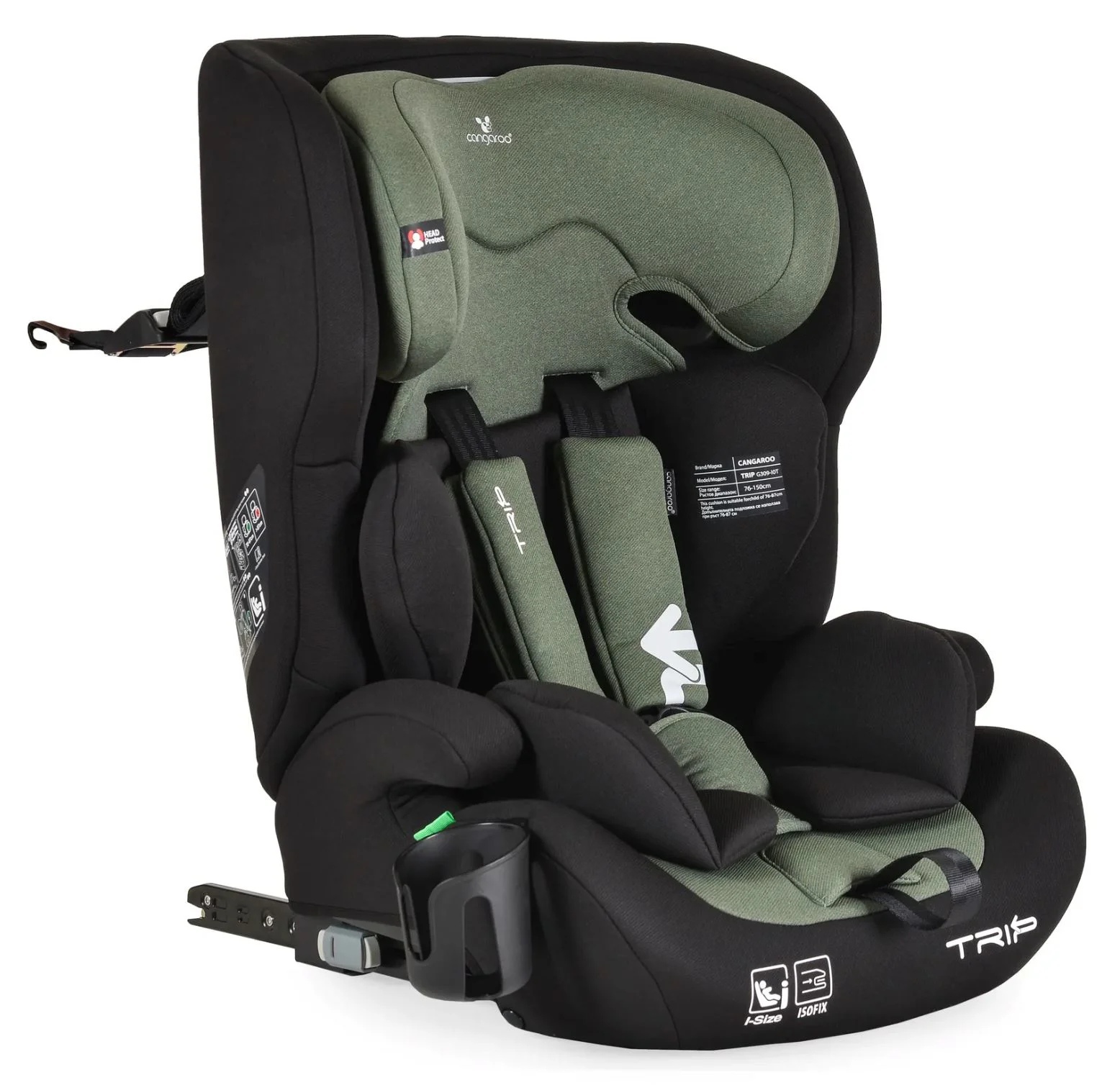 Автокресло Moni Isofix Trip, 9-36 кг, Зеленое foto
