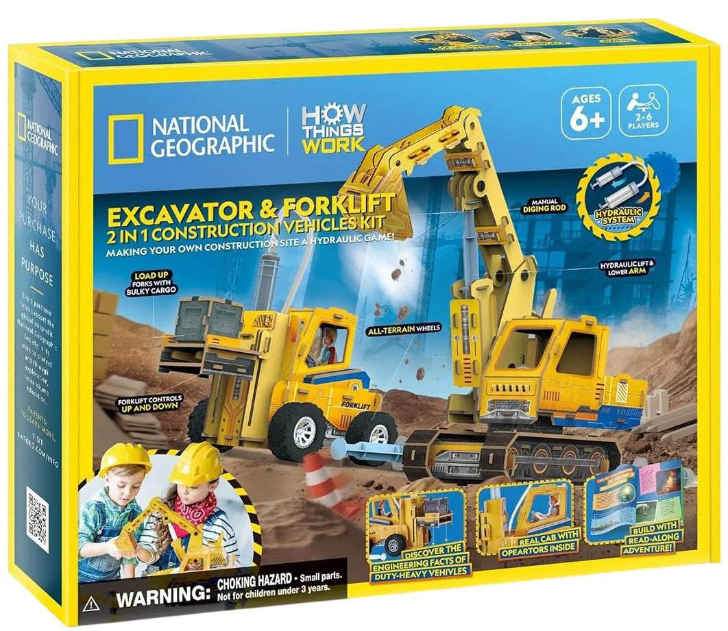 Puzzle 3D CubicFun Excavator si Stivuitor foto