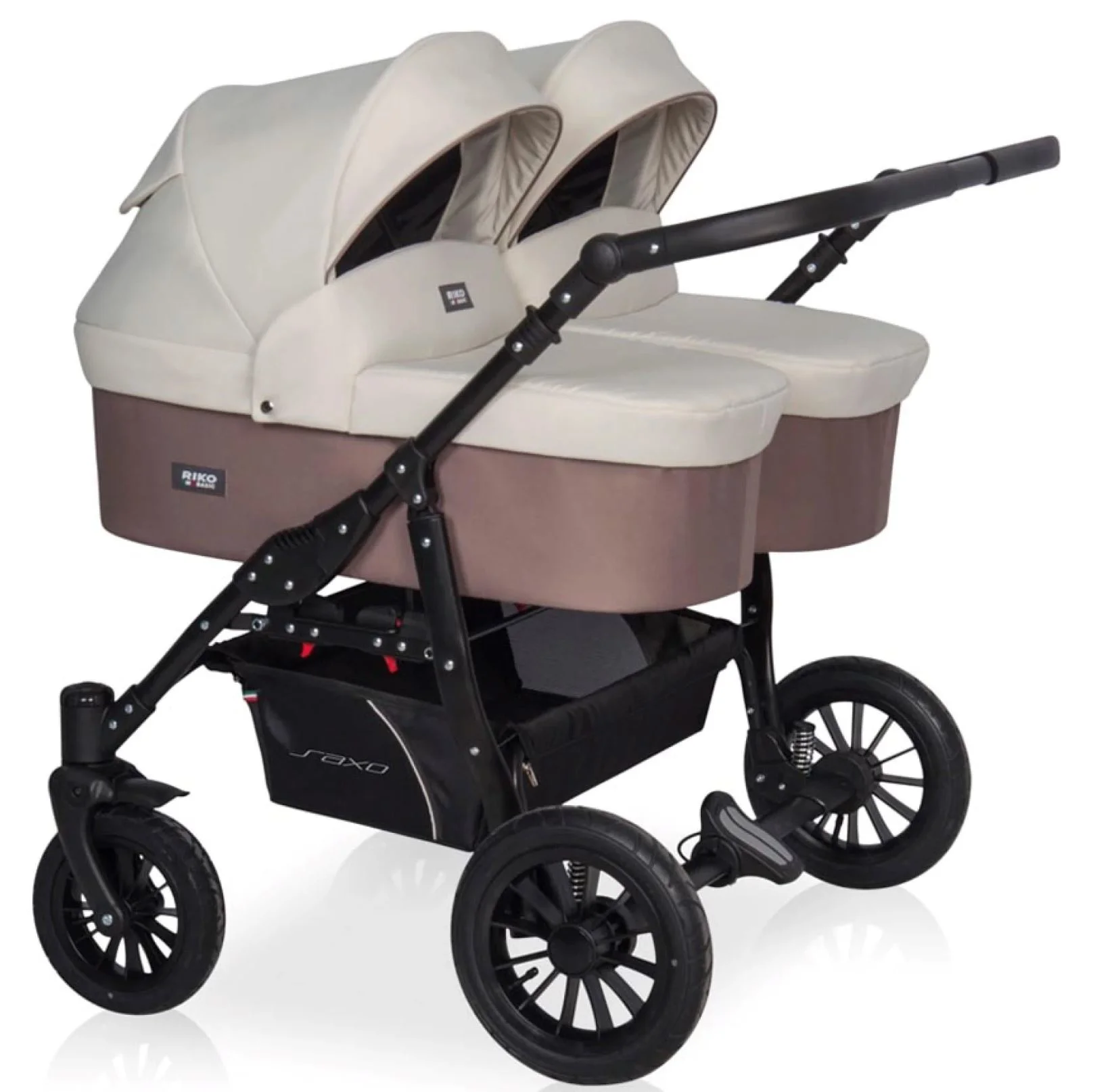 Carucior pentru gemeni 2 in 1 Riko Basic Saxo 03 Latte foto