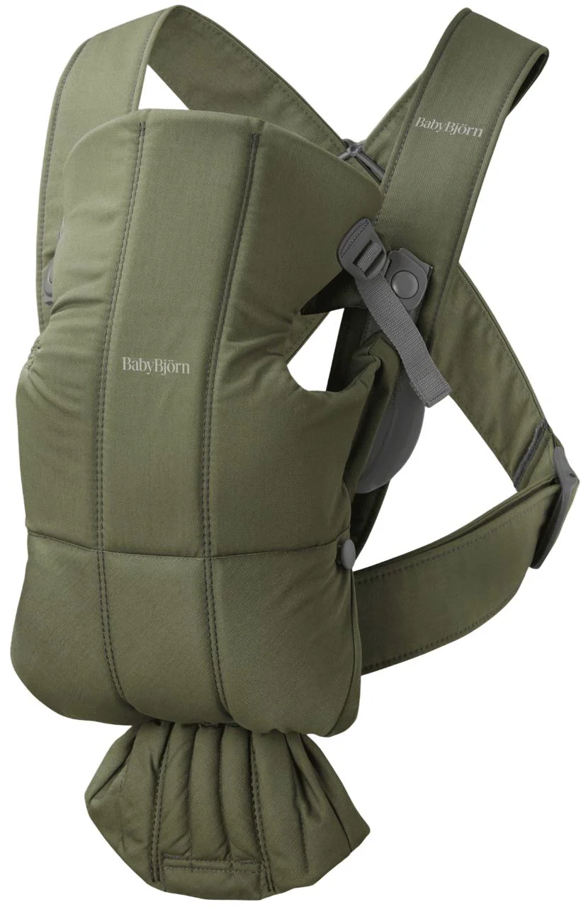 image for Marsupiu anatomic BabyBjorn Mini Dark Green cu pozitii multiple de purtare, Woven foto