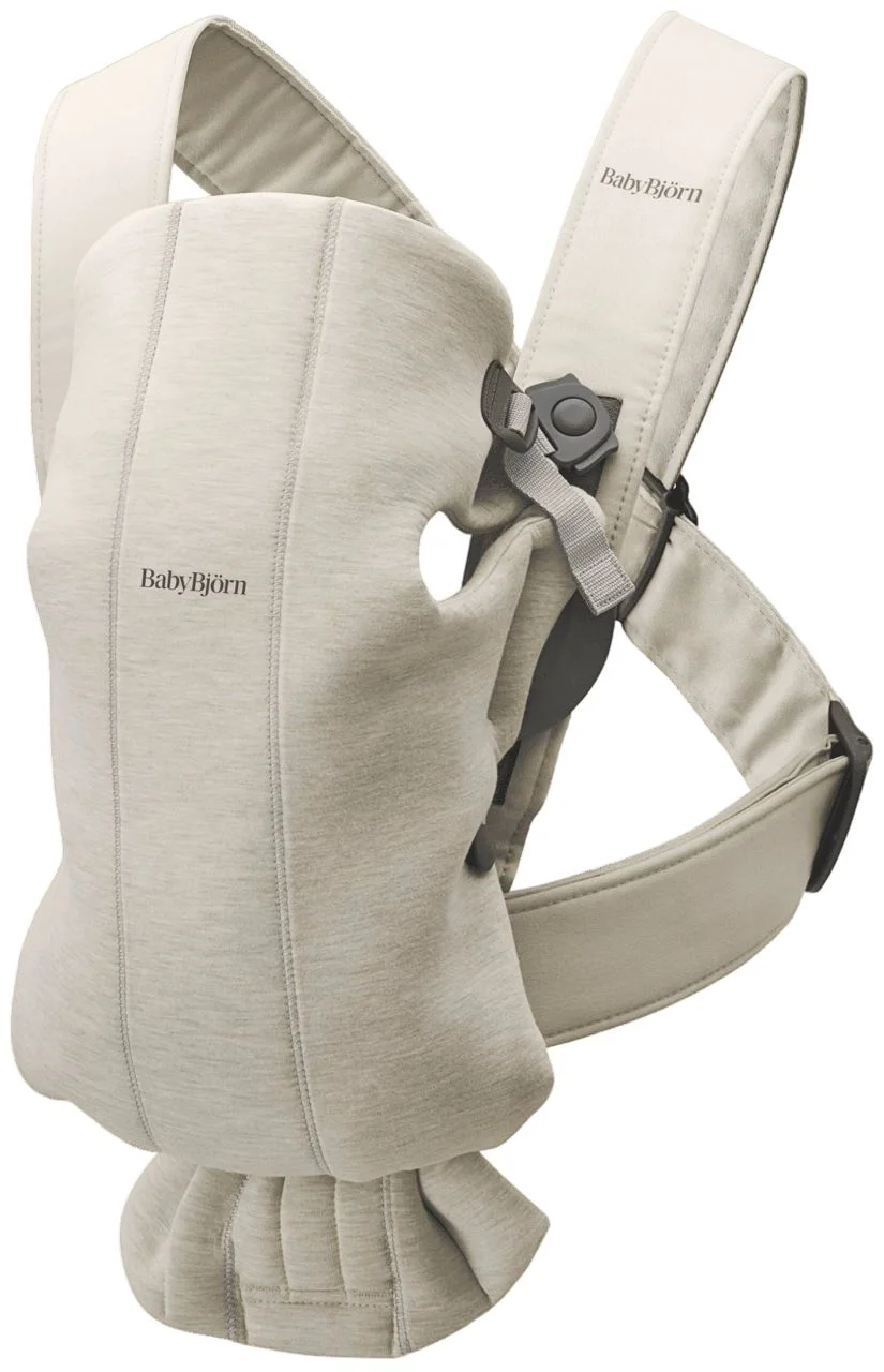 image for Marsupiu anatomic BabyBjorn Mini Light Beige cu pozitii multiple de purtare, 3D Jersey foto