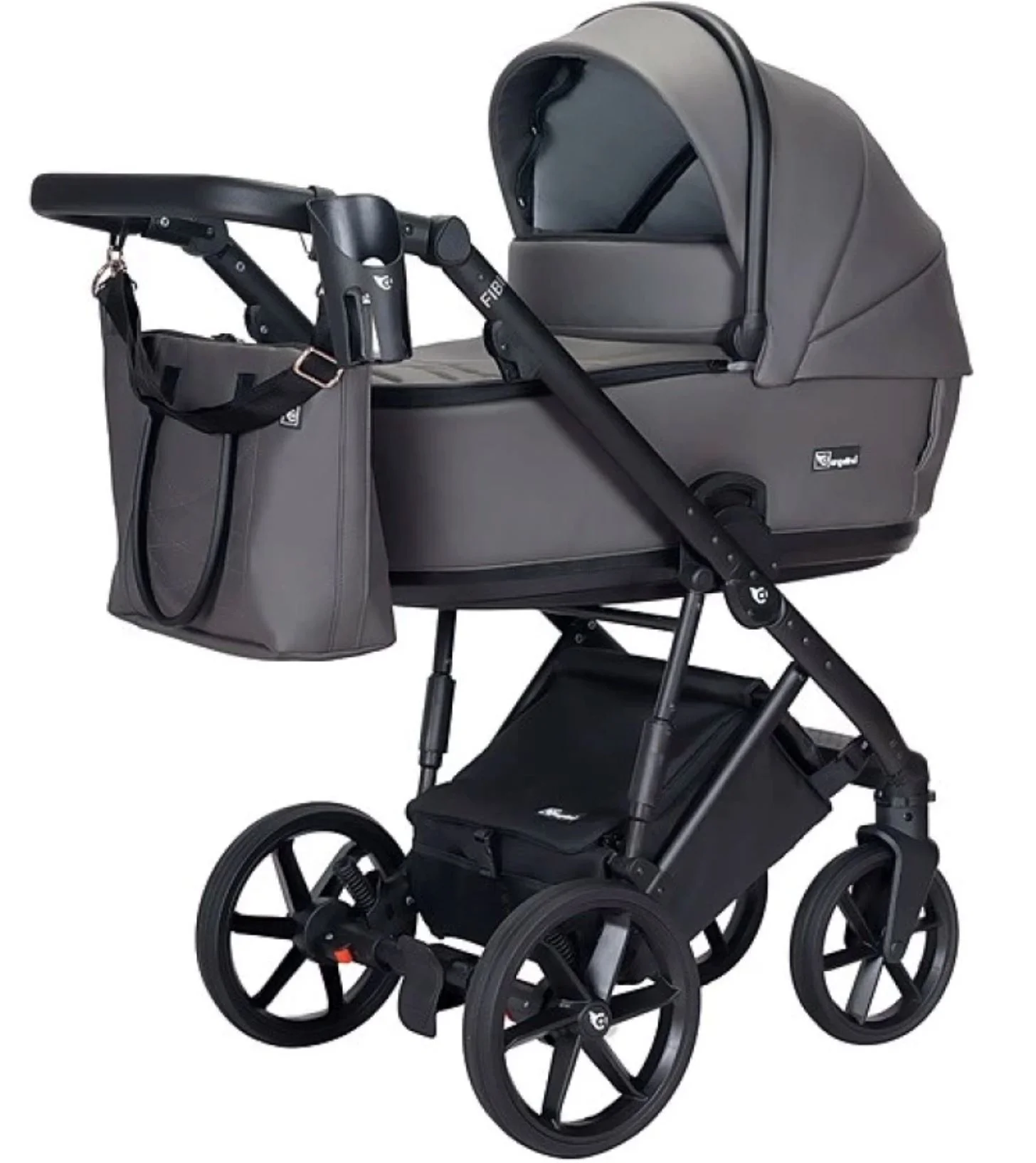 image for Carucior 2 in 1 Angelina Fibi Eco Leather Gri foto