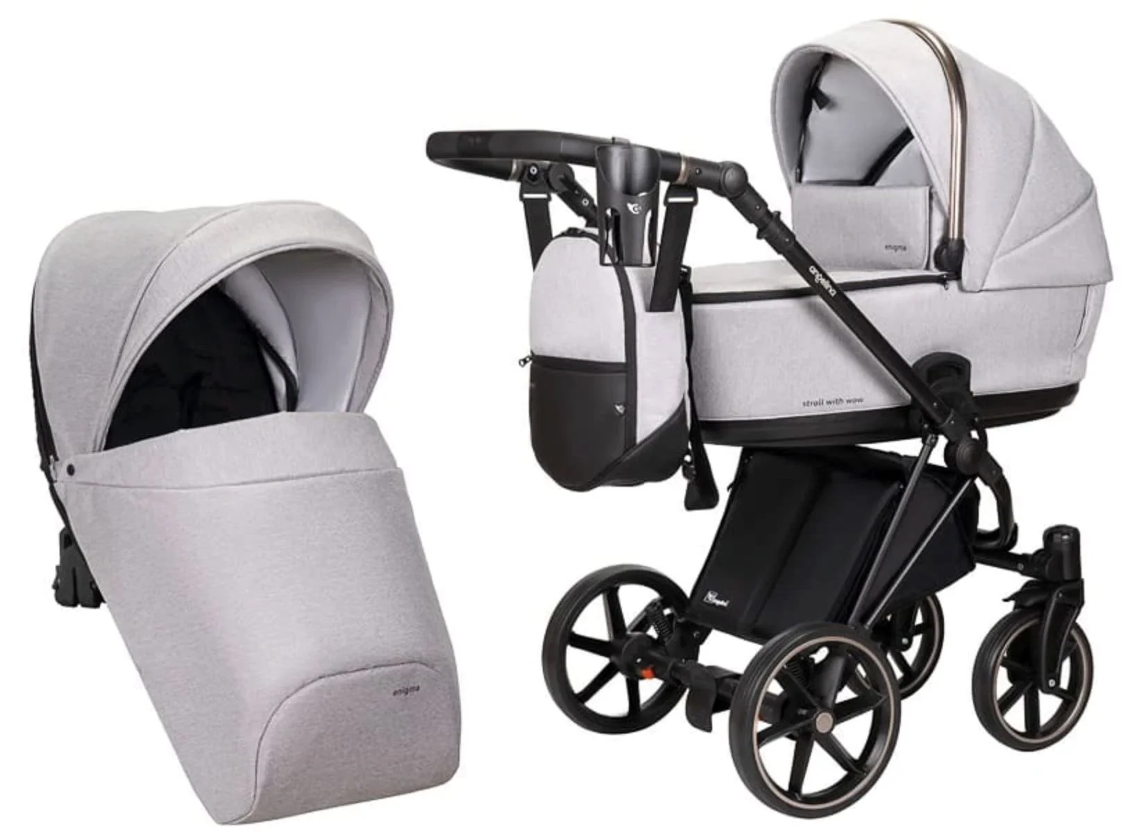image for Коляска 2 в 1 Angelina Enigma Premium Light Серый foto