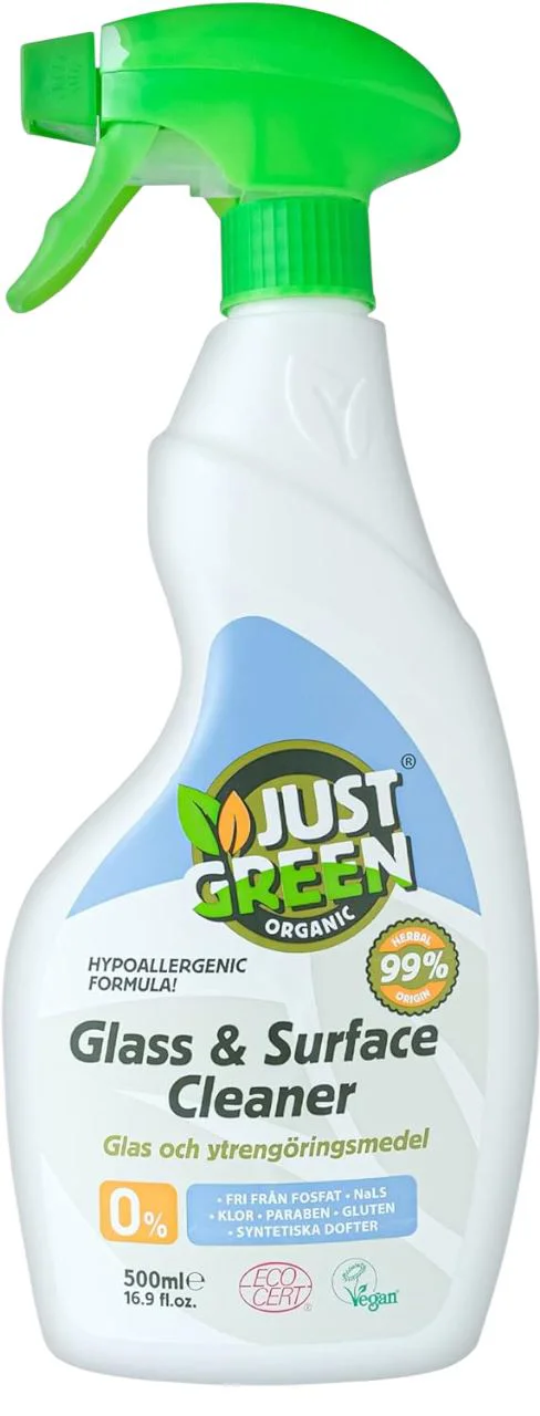 image for Detergent pentru geamuri si suprafete Just Green Organic, 500 ml foto