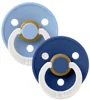 Set 2 suzete rotunde din latex BIBS Colour Glow Sky Blue/Cornflower (0-6 luni) foto