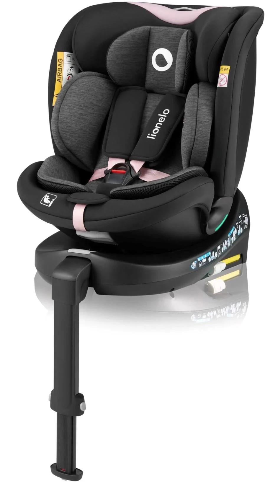 Scaun auto Lionelo Navy, rotativ 360, 0-36 kg Negru-roz foto