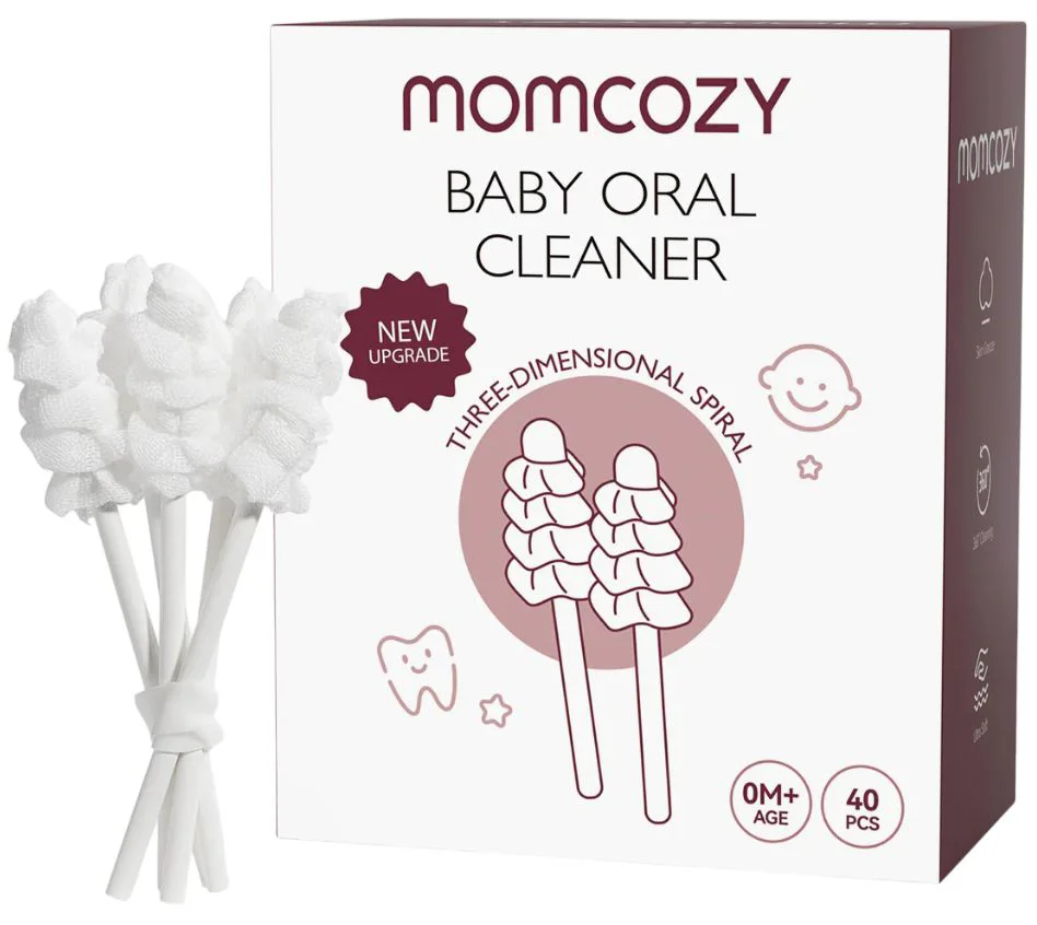 image for Betisoare din bumbac pentru igiena limbii Momcozy, 40 buc. foto