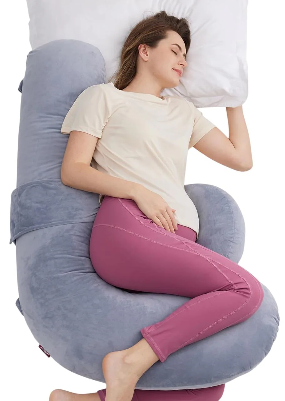 image for Подушка для беременных в форме F Momcozy Velvet Grey foto