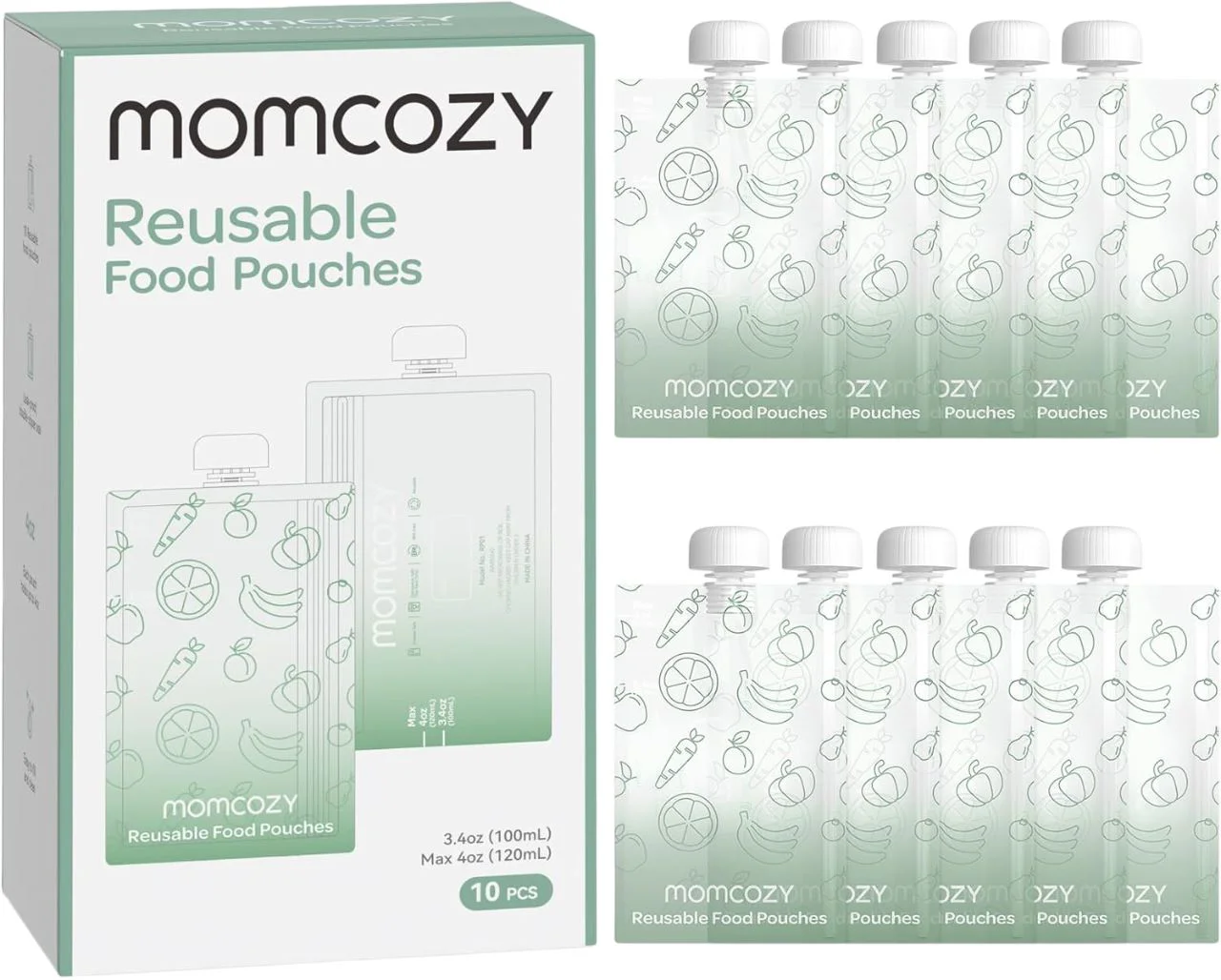 image for Pungi pentru pastrarea mancarii de tip pouch Momcozy, 100 ml, 10 buc. foto