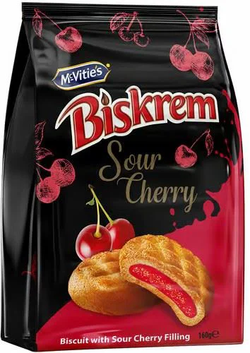 Biscuiti Biskrem cu umplutura de visine, 160 g foto