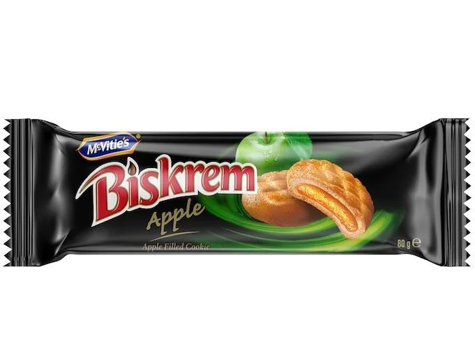 image for Biscuiti Biskrem cu umplutura de mere, 80 g foto