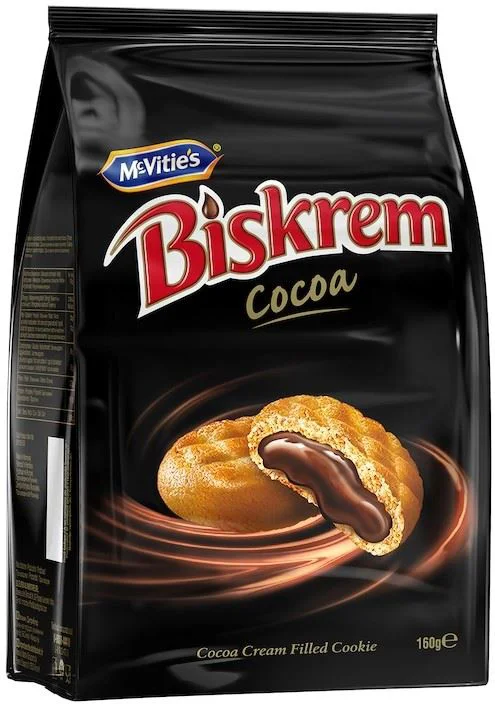 image for Biscuiti Biskrem cu umplutura de cacao, 160 g foto