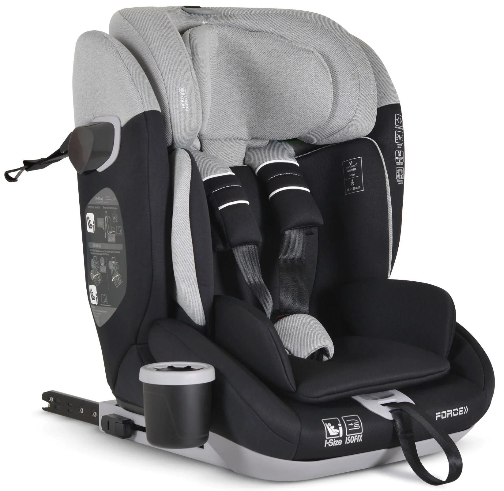 Scaun auto Moni Isofix Force, 9-36 kg Gri foto