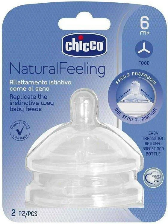 image for Соска силиконовая Chicco Natural Feeling, поток для каш (6+ мес.), 2 шт. foto