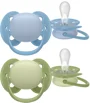 Suzete din silicon Philips Avent Ultra Soft Albastru/Verde (0-6 luni), 2 buc. foto