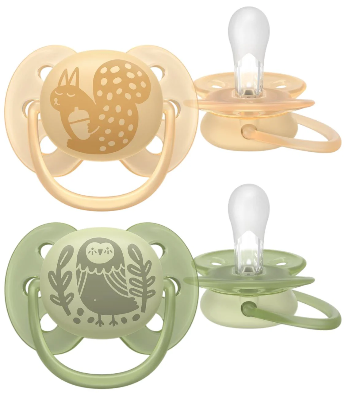 image for Suzete din silicon Philips Avent Ultra Soft Veverita/Bufnita (6-18 luni), 2 buc. foto
